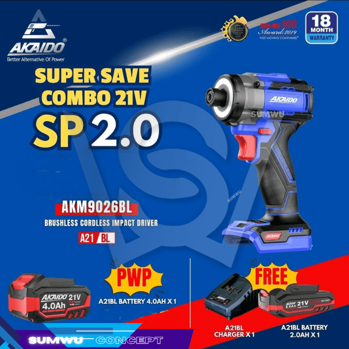 AKAIDO BRUSHLESS CORDLESS IMPACT DRIVER AKM9026BL - Image 6