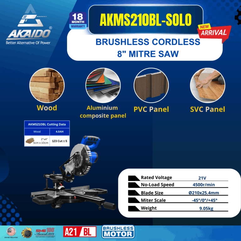 AKAIDO 21V BRUSHLESS CORDLESS MITRE SAW 8" (210MM) AKMS210BL - Image 5