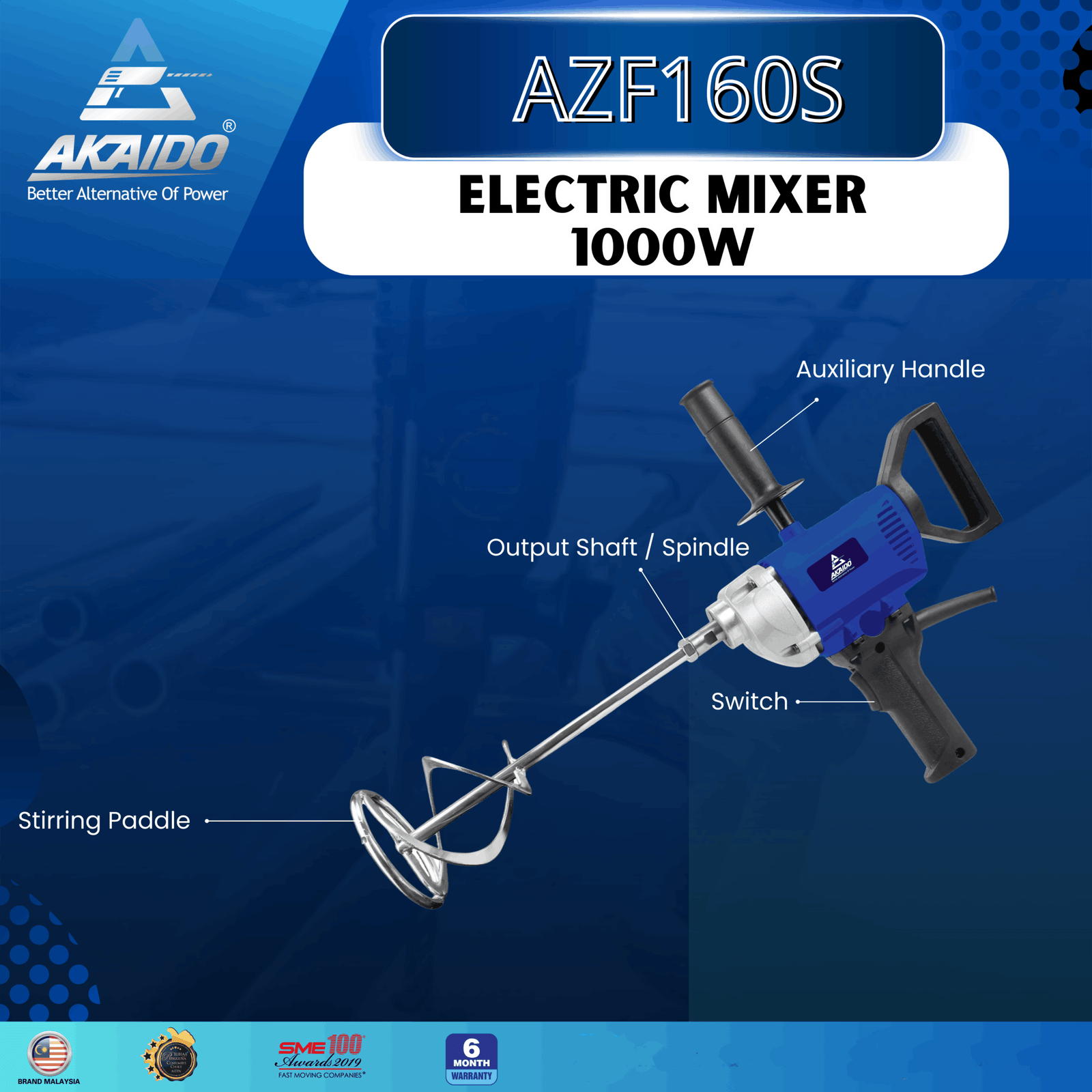 AKAIDO ELECTRIC MIXER 1000W AZF160S - Image 2
