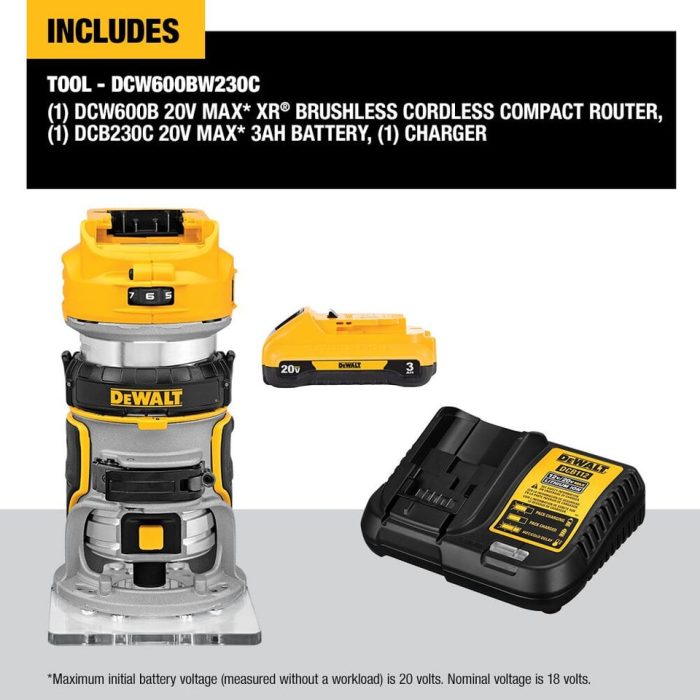 DEWALT 18V XR DCW600N-XJ BRUSHLESS 8MM COMPACT ROUTER - Image 3