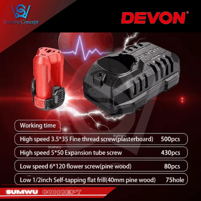 DEVON 5208-LI-12MU 12V 4-IN-1 MULTIHEAD DRILL DRIVER - Image 7
