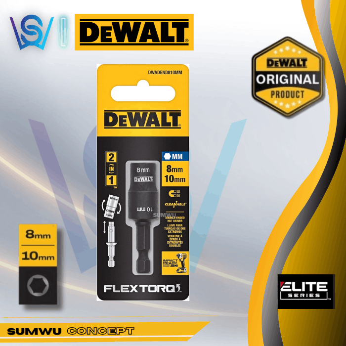DEWALT DWADEND810MM ELITE SERIES 8MM + 10MM REVERSIBLE NUT DRIVER - Image 2