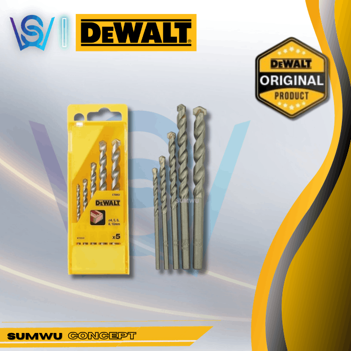 DEWALT DT6952 5PCS STRAIGHT SHANK MASONRY DRILL BIT SET