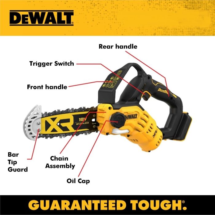DEWALT 20V XR DCMPS520N BRUSHLESS 200MM (8") PRUNING CHAINSAW - Image 2