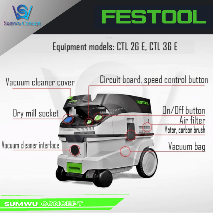 FESTOOL 577469 CTM 26 E CORDED MOBILE DUST EXTRACTOR VACUUM - Image 3