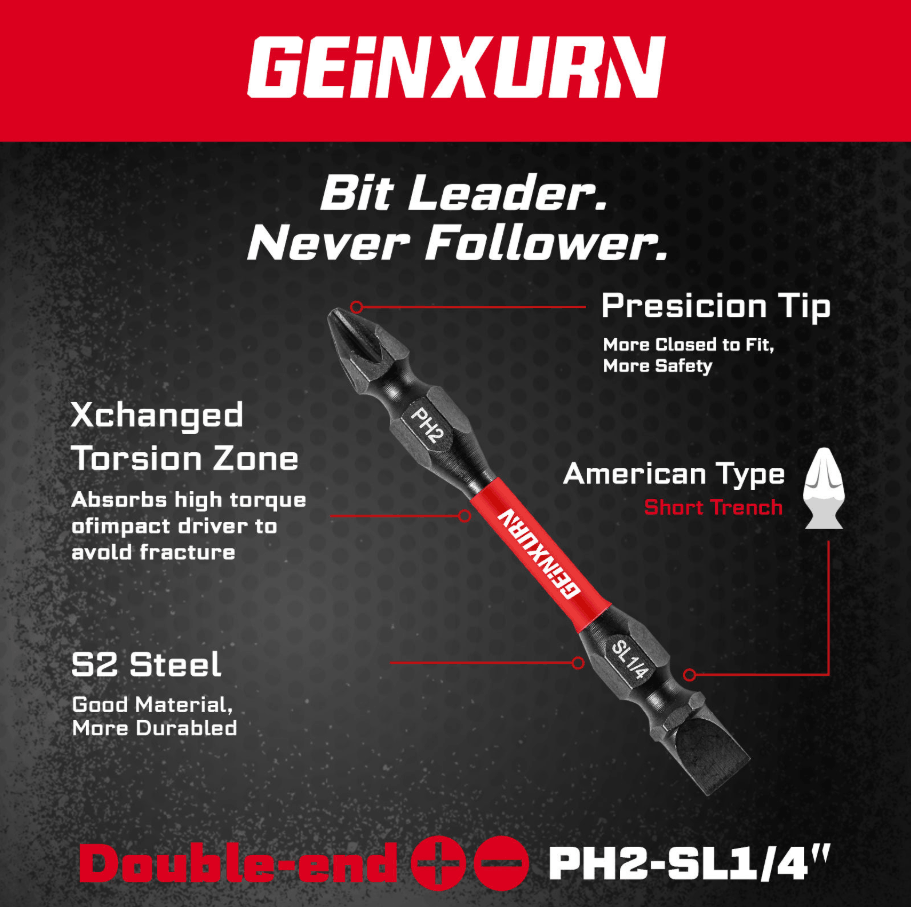GEINXURN DOUBLE-ENDED IMPACT POWER BIT 65MM - Image 3