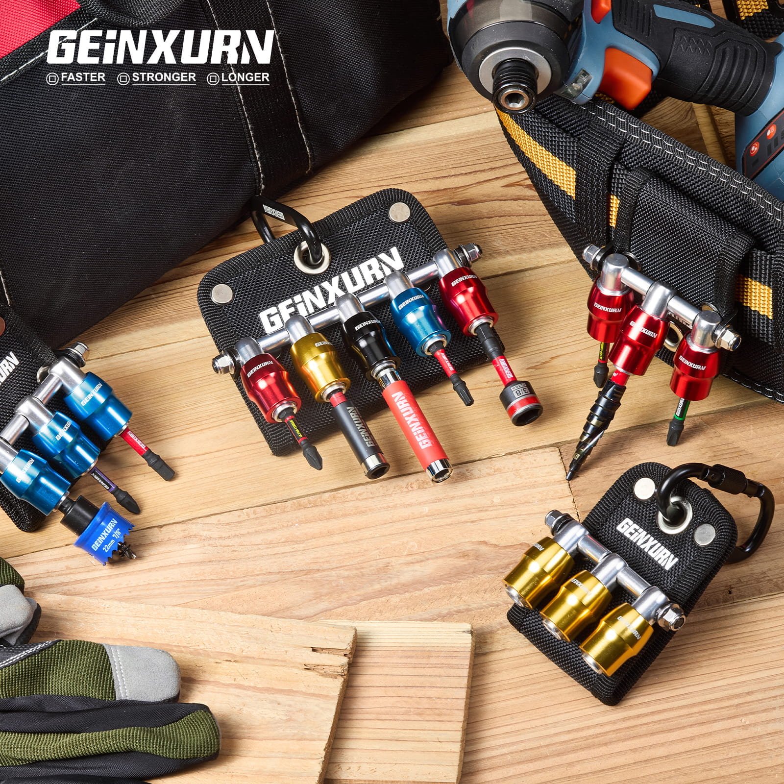 GEINXURN 5PC QUICK RELEASE BIT HOLDERS WITH POUCH - Image 2