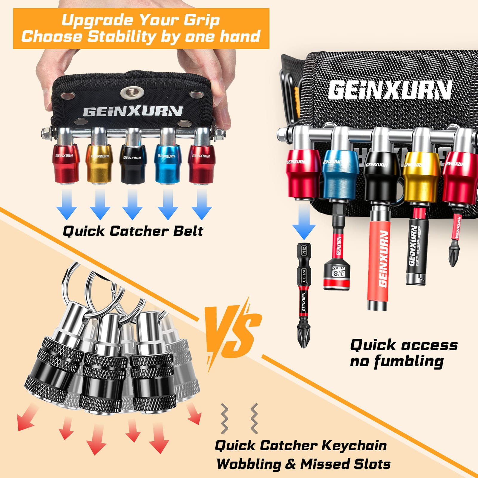 GEINXURN 5PC QUICK RELEASE BIT HOLDERS WITH POUCH - Image 3