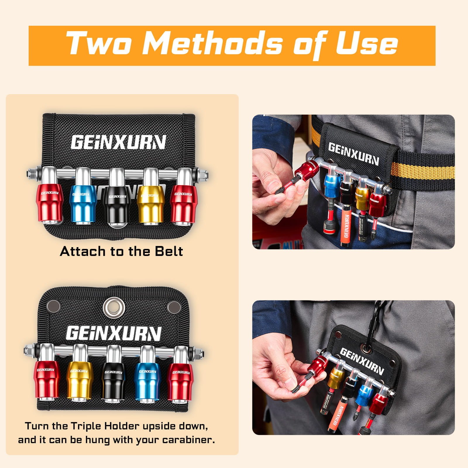 GEINXURN 5PC QUICK RELEASE BIT HOLDERS WITH POUCH - Image 4
