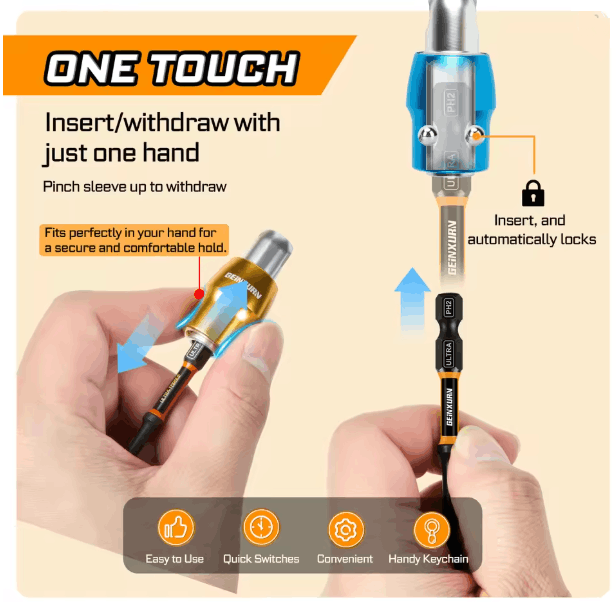 GEINXURN 5PC QUICK RELEASE BIT HOLDERS WITH POUCH - Image 6