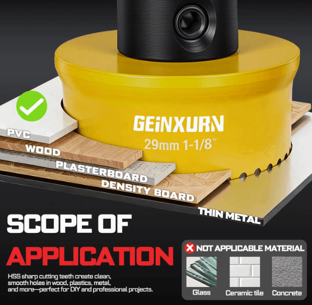 GEINXURN 4PCS IMPACT SMALL THINWALL HOLE SAW SET - Image 5