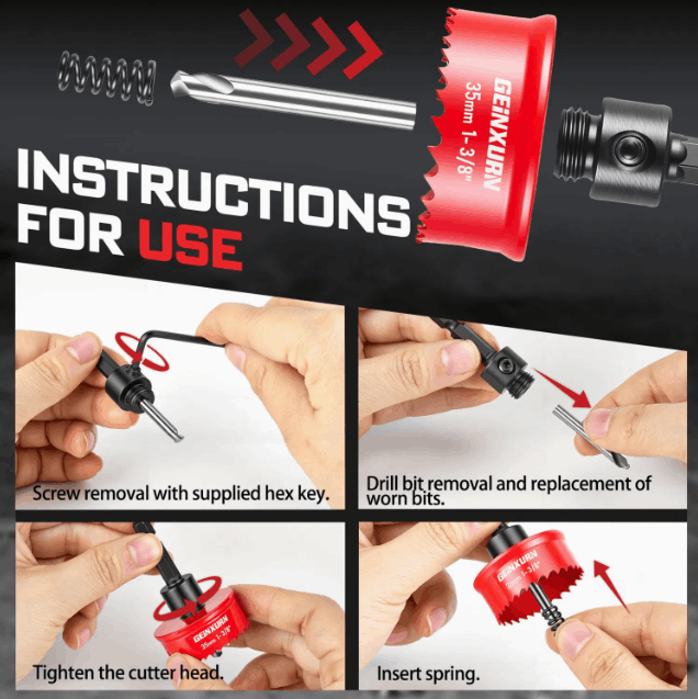 GEINXURN 4PCS IMPACT SMALL THINWALL HOLE SAW SET - Image 6