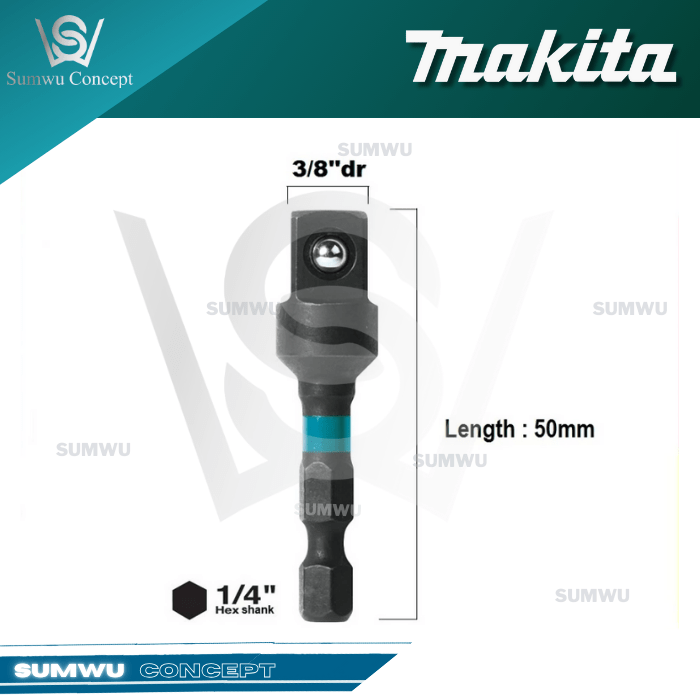 MAKITA E-08844 E-008850 E-FORM IMPACT BLACK SOCKET ADAPTOR 3/8" & 1/2" X 50MM - Image 6