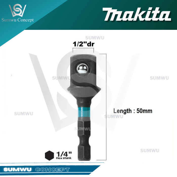 MAKITA E-08844 E-008850 E-FORM IMPACT BLACK SOCKET ADAPTOR 3/8" & 1/2" X 50MM - Image 7
