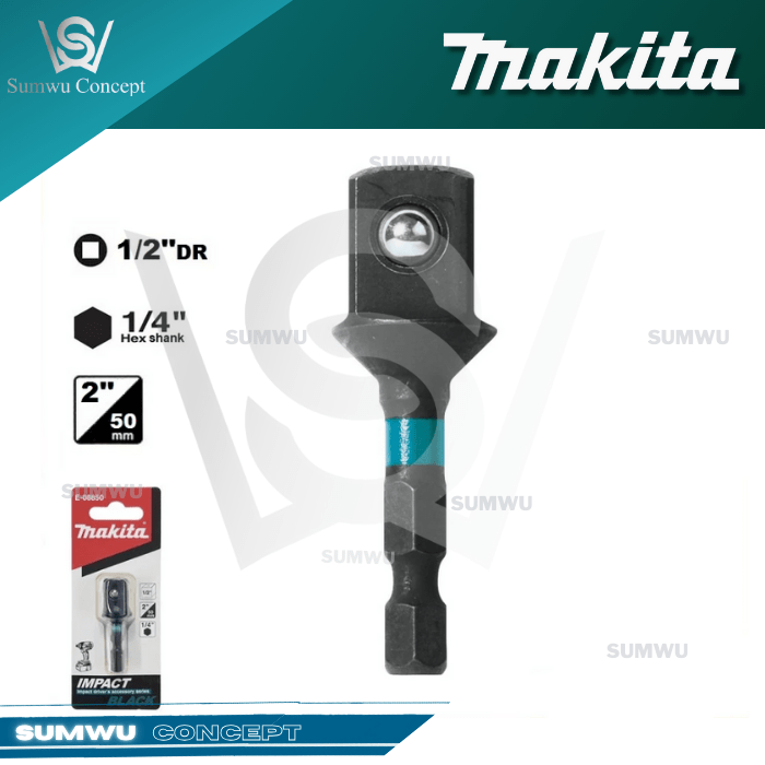 MAKITA E-08844 E-008850 E-FORM IMPACT BLACK SOCKET ADAPTOR 3/8" & 1/2" X 50MM - Image 5