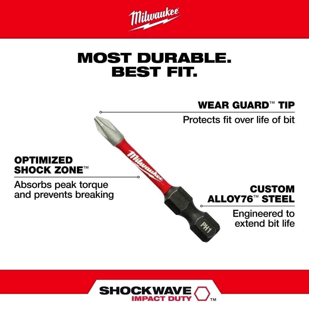 MILWAUKEE SHOCKWAVE 10PC IMPACT DUTY BIT SET WITH CARABINER - Image 5