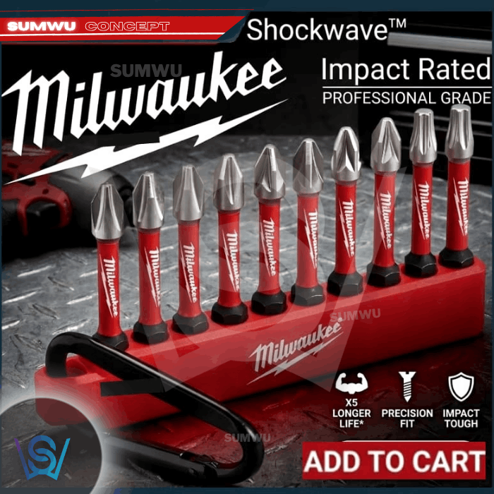 MILWAUKEE SHOCKWAVE 10PC IMPACT DUTY BIT SET WITH CARABINER - Image 2