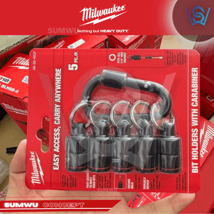 MILWAUKEE 5PCS KEYCHAIN BIT HOLDER WITH CARABINER - Image 7