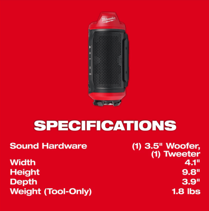 MILWAUKEE M12 JOBSITE SPEAKER M12 SPEJSG2-0 - Image 8