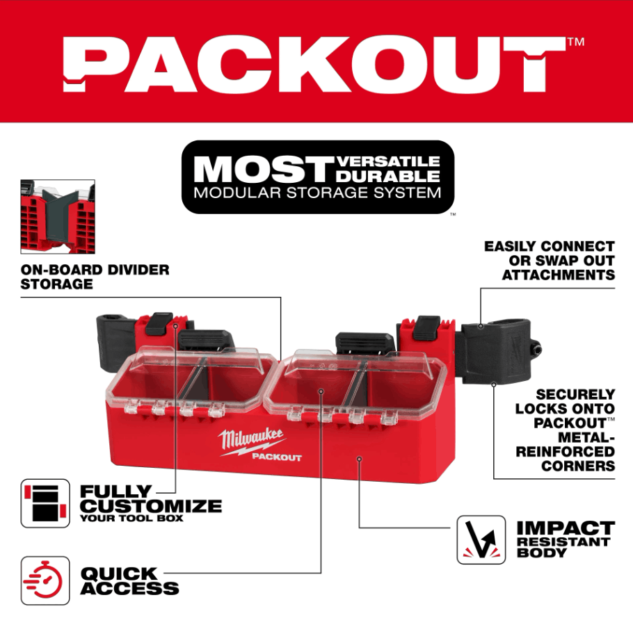 MILWAUKEE PACKOUT™ TOOL BOX 2-BIN ATTACHMENT - Image 4