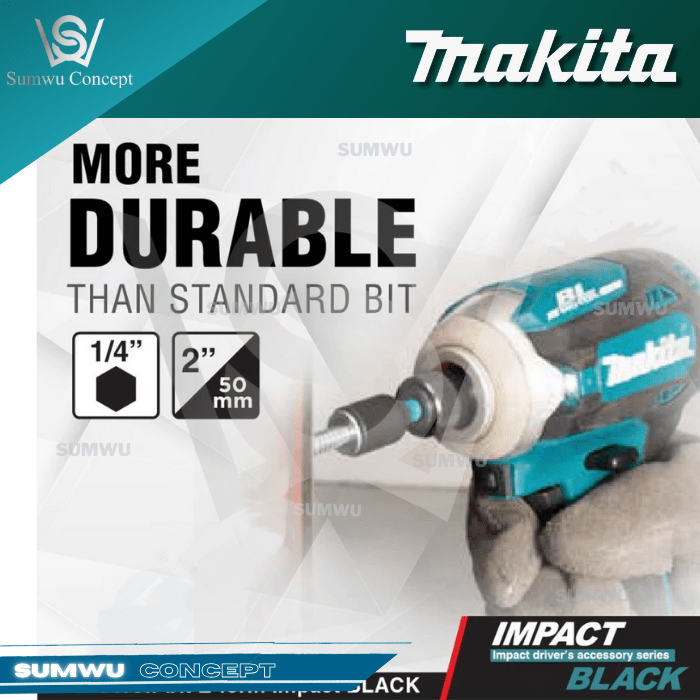 MAKITA E-08844 E-008850 E-FORM IMPACT BLACK SOCKET ADAPTOR 3/8" & 1/2" X 50MM - Image 2