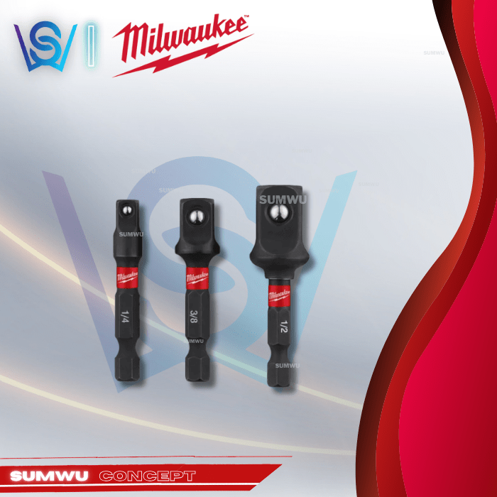 thumbnail image 2 of Milwaukee Shockwave 3-Piece Impact Duty Socket Adapter Set (1/4", 3/8", 1/2") - 48-32-5033 2 of 2