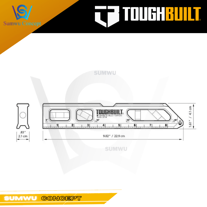 TOUGHBUILT 9" MAGNETIC BILLET TORPEDO LEVEL TB-H2-L-9T-M - Image 3