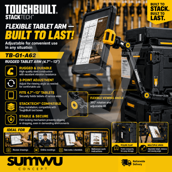 TOUGHBUILT STACKTECH TABLET ARM PHONE HOLDER TB-G1-A62 - Image 2