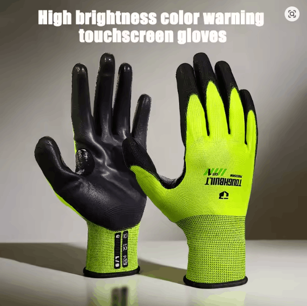TOUGHBUILT HIGH VISIBILITY PU LATEX HAND GLOVES TB-P2-01-1 - Image 5