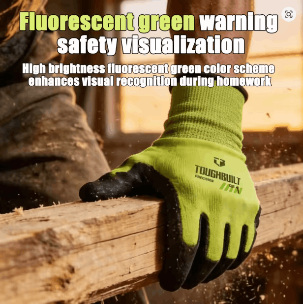 TOUGHBUILT HIGH VISIBILITY PU LATEX HAND GLOVES TB-P2-01-1 - Image 2