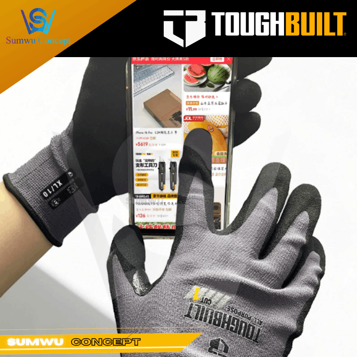 TOUGHBUILT CUT LEVEL 1 NITRILE DIPPED WORK GLOVES TB-P2-10-1 - Image 3