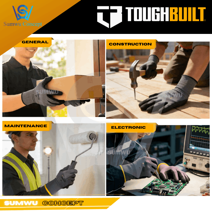 TOUGHBUILT CUT LEVEL 1 NITRILE DIPPED WORK GLOVES TB-P2-10-1 - Image 4