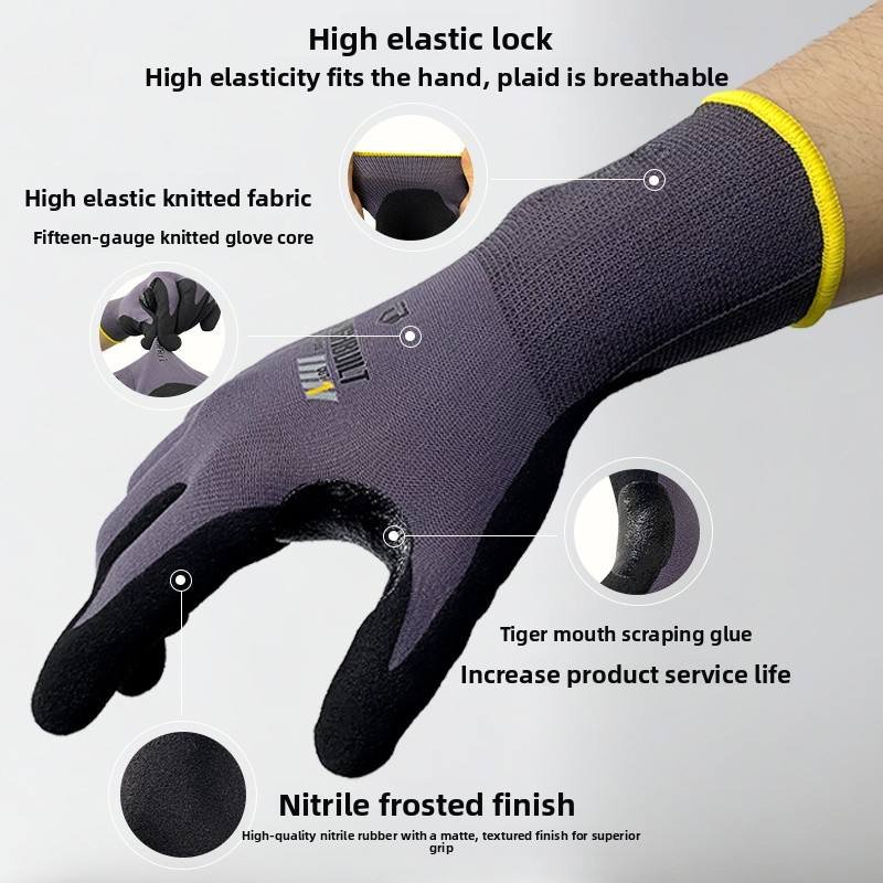 TOUGHBUILT CUT LEVEL 1 NITRILE DIPPED WORK GLOVES TB-P2-10-1 - Image 5