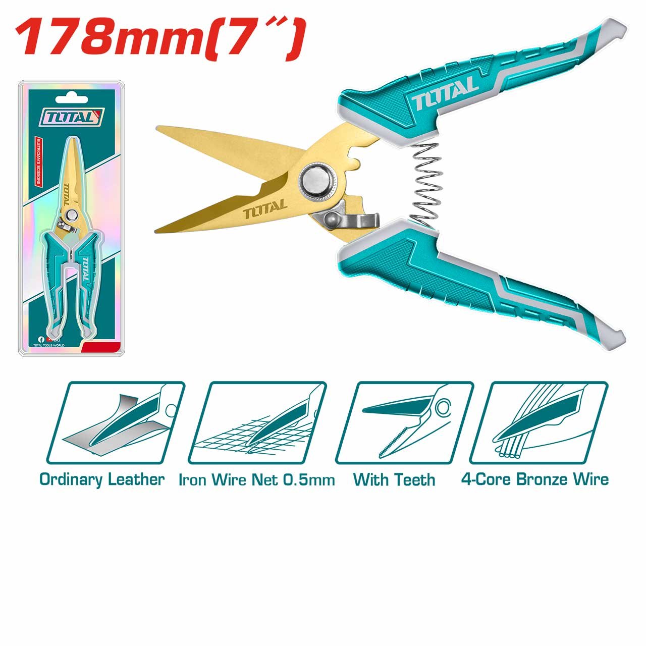 TOTAL ELECTRICIAN'S SCISSORS 7" T-THT117871 - Image 2
