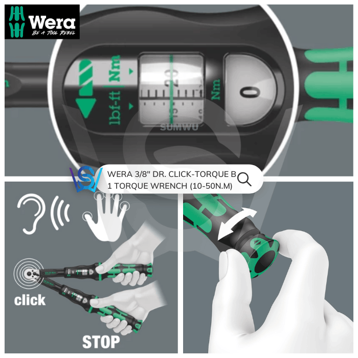WERA 3/8" DR. CLICK-TORQUE B 1 TORQUE WRENCH (10-50N.M) - Image 5