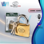 TRI-CIRCLE BRASS SHORT SHACKLE STANDARD PADLOCK